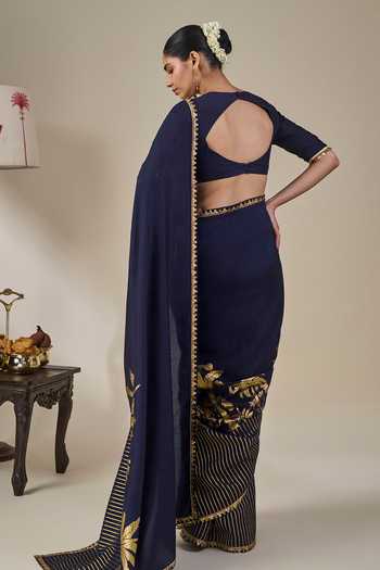 Masaba Backwater Postcard Saree With Unstitched Blouse Fabric 