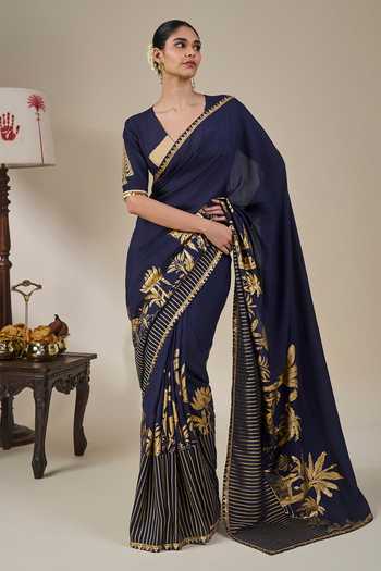 Masaba Backwater Postcard Saree With Unstitched Blouse Fabric 