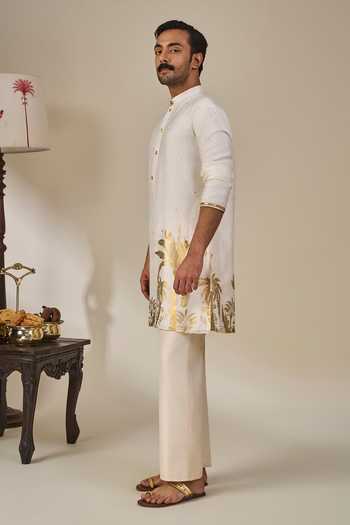 Buy_Masaba_Ivory Viscose Backwater Postcard Kurta _Online_at_Aza_Fashions