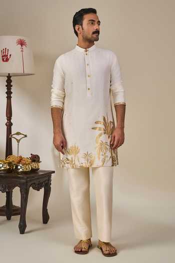 Shop_Masaba_Ivory Viscose Backwater Postcard Kurta _Online_at_Aza_Fashions