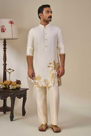 Masaba Ivory Viscose Backwater Postcard Print Kurta Set at Aza Fashions Masaba_Ivory Viscose Backwater Postcard Print Kurta Set _at_Aza_Fashions