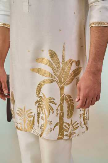 Shop Masaba Ivory Viscose Backwater Postcard Print Kurta Set Shop_Masaba_Ivory Viscose Backwater Postcard Print Kurta Set