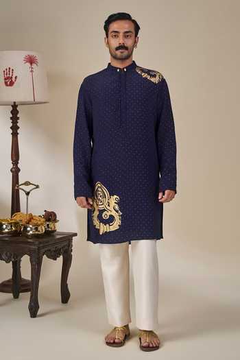 Shop Masaba Blue Viscose, Crepe Astral Arch Printed Kurta Online at Aza Fashions Shop_Masaba_Blue Viscose, Crepe Astral Arch Printed Kurta _Online_at_Aza_Fashions