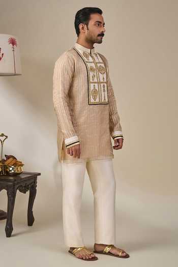 Buy Masaba Gold Tissue, Silk, Viscose Ivory Kochi Conch Kurta Set Online at Aza Fashions Buy_Masaba_Gold Tissue, Silk, Viscose Ivory Kochi Conch Kurta Set _Online_at_Aza_Fashions