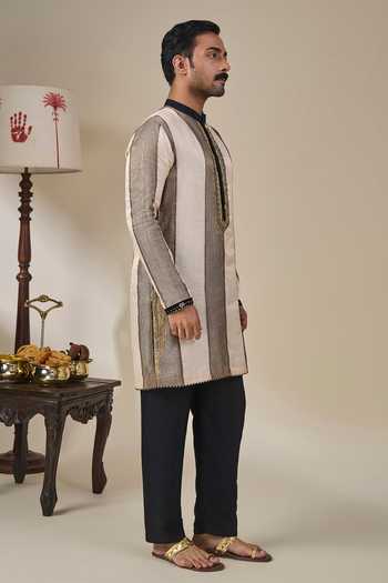 Masaba Black Silk, Tissue, Viscose Palm Pillar Kurta Set at Aza Fashions Masaba_Black Silk, Tissue, Viscose Palm Pillar Kurta Set _at_Aza_Fashions