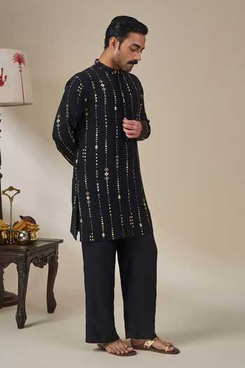 Buy Masaba Black Crepe, Viscose Celestial Moonfall Kurta Set Online at Aza Fashions Buy_Masaba_Black Crepe, Viscose Celestial Moonfall Kurta Set _Online_at_Aza_Fashions