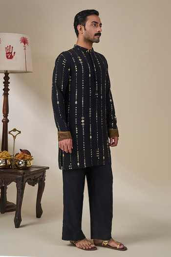 Masaba Black Crepe, Viscose Celestial Moonfall Kurta Set at Aza Fashions Masaba_Black Crepe, Viscose Celestial Moonfall Kurta Set _at_Aza_Fashions