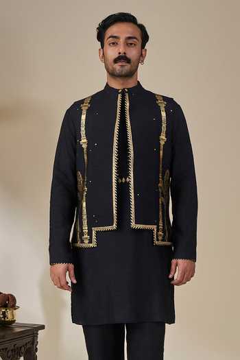 Masaba Black Viscose Malabar Grove Bundi Set at Aza Fashions Masaba_Black Viscose Malabar Grove Bundi Set _at_Aza_Fashions