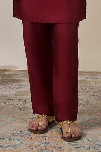 Masaba Maroon Viscose Foil Printing Celestial Moonfall Bundi Set Online at Aza Fashions Masaba_Maroon Viscose Foil Printing Celestial Moonfall Bundi Set _Online_at_Aza_Fashions