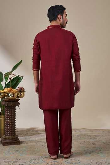 Shop Masaba Maroon Viscose Foil Printing Celestial Moonfall Bundi Set Online at Aza Fashions Shop_Masaba_Maroon Viscose Foil Printing Celestial Moonfall Bundi Set _Online_at_Aza_Fashions