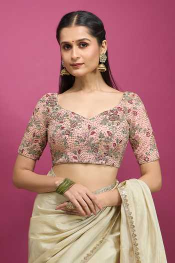 Khwaab By Sanjana Lakhani Silk Floral Embroidered Blouse 