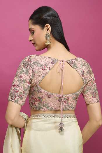 Khwaab By Sanjana Lakhani Silk Floral Embroidered Blouse 