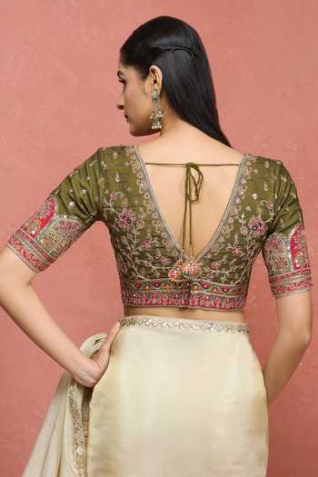 Khwaab By Sanjana Lakhani Silk Floral Embroidered Blouse 