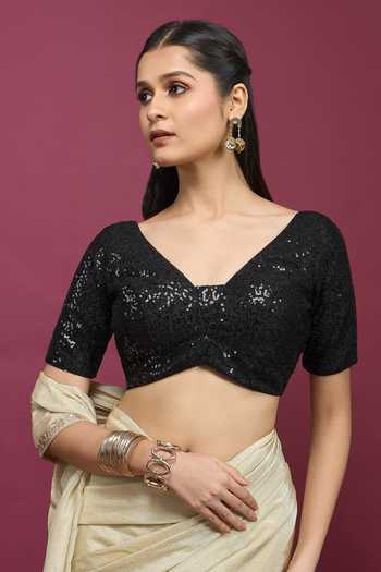 Khwaab By Sanjana Lakhani Sequin Embroidered V-Neck Blouse 