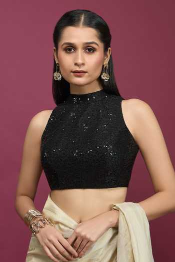 Khwaab By Sanjana Lakhani Halter Neck Sequin Blouse 