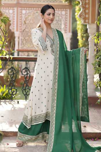 Surkh Syahi Printed A-Line Kurta Palazzo Set 