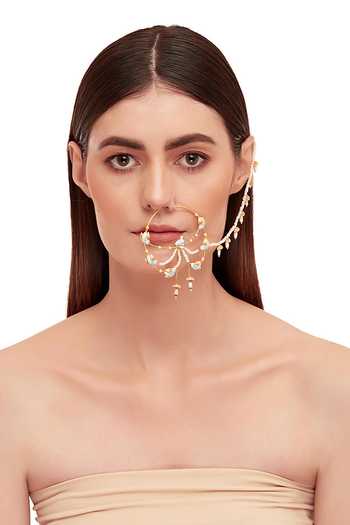 Raabta By Rahul Blue Azhara Meenakari Nose Ring Online at Aza Fashions Raabta By Rahul_Blue Azhara Meenakari Nose Ring _Online_at_Aza_Fashions