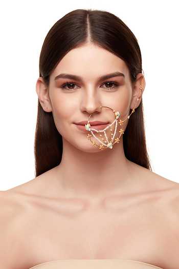 Raabta By Rahul Blue Fanny Pearl Embellished Nose Ring Online at Aza Fashions Raabta By Rahul_Blue Fanny Pearl Embellished Nose Ring _Online_at_Aza_Fashions