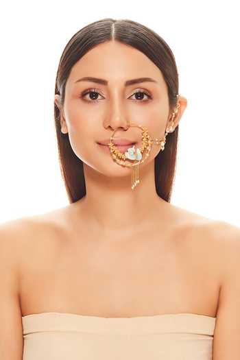 Raabta By Rahul Blue Heron Bird Embellished Nose Ring Online at Aza Fashions Raabta By Rahul_Blue Heron Bird Embellished Nose Ring _Online_at_Aza_Fashions