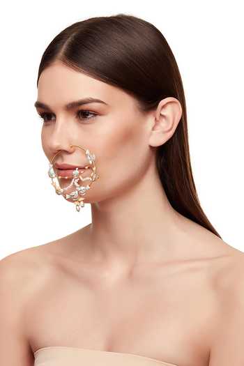 Raabta By Rahul_Blue Medora Meenakari Nose Ring _Online_at_Aza_Fashions