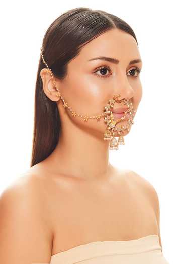 Raabta By Rahul Misty Polki Embellished Nose Ring 