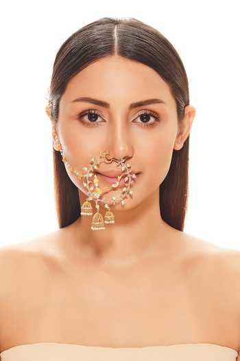 Raabta By Rahul_Blue Misty Polki Embellished Nose Ring _Online_at_Aza_Fashions