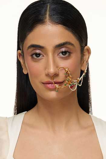 Raabta By Rahul Green Mehboob Cubic Zirconia Embellished Nathni Online at Aza Fashions Raabta By Rahul_Green Mehboob Cubic Zirconia Embellished Nathni _Online_at_Aza_Fashions