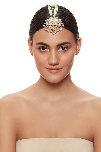 Raabta By Rahul Multi Color Ruhani Embellished Tikka And Hair Accessory Online at Aza Fashions Raabta By Rahul_Multi Color Ruhani Embellished Tikka And Hair Accessory _Online_at_Aza_Fashions