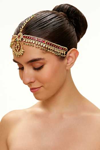Raabta By Rahul Green Beads, Pearls, Stones Trishala Mathapatti Online at Aza Fashions Raabta By Rahul_Green Beads, Pearls, Stones Trishala Mathapatti _Online_at_Aza_Fashions