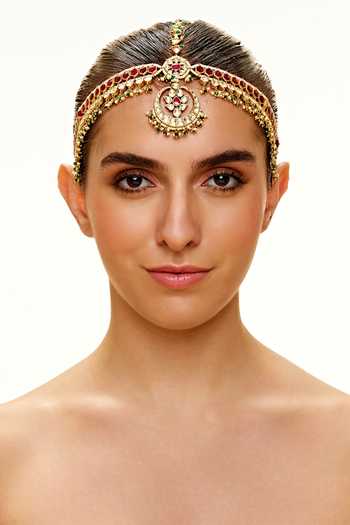 Buy Raabta By Rahul Green Beads, Pearls, Stones Trishala Mathapatti Online at Aza Fashions Buy_Raabta By Rahul_Green Beads, Pearls, Stones Trishala Mathapatti _Online_at_Aza_Fashions
