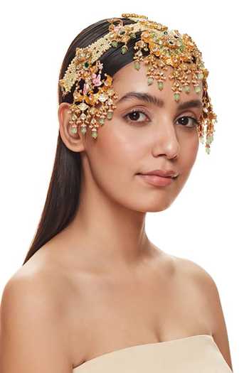 Raabta By Rahul Pink Beads, Pearls Amaraavati Embellished Sheeshpatti Online at Aza Fashions Raabta By Rahul_Pink Beads, Pearls Amaraavati Embellished Sheeshpatti _Online_at_Aza_Fashions