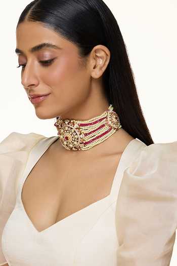 Shop Raabta By Rahul White Beads, Pearls, Gemstones Sheesh E Gulaal Online at Aza Fashions Shop_Raabta By Rahul_White Beads, Pearls, Gemstones Sheesh E Gulaal _Online_at_Aza_Fashions