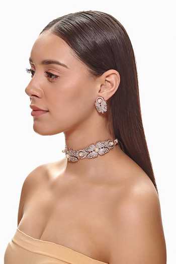 Raabta By Rahul White Floral Imitation Diamond Choker Set Online at Aza Fashions Raabta By Rahul_White Floral Imitation Diamond Choker Set _Online_at_Aza_Fashions