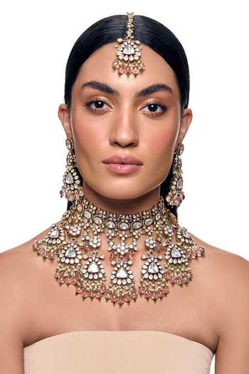 Raabta By Rahul Aneeqa Polki Embellished Necklace Set 