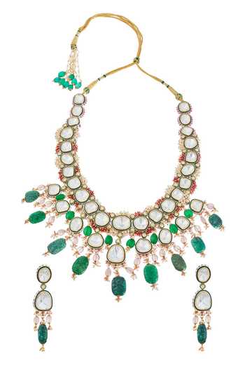 Raabta By Rahul Uneven Polki Necklace Set 