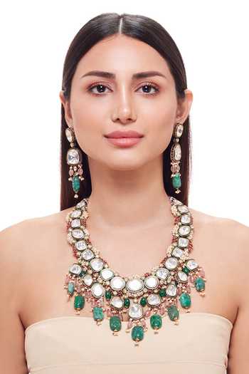 Raabta By Rahul Uneven Polki Necklace Set 