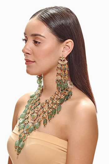 Buy Raabta By Rahul Pink Carved Emerald And Kundan Necklace Set Online at Aza Fashions Buy_Raabta By Rahul_Pink Carved Emerald And Kundan Necklace Set _Online_at_Aza_Fashions