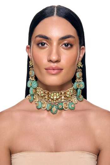 Raabta By Rahul Nour Beryl Stones Necklace Set 
