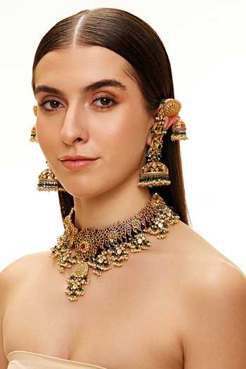 Raabta By Rahul Multi Color Chandrani Kundan Jadai Motifs Necklace Set Online at Aza Fashions Raabta By Rahul_Multi Color Chandrani Kundan Jadai Motifs Necklace Set _Online_at_Aza_Fashions