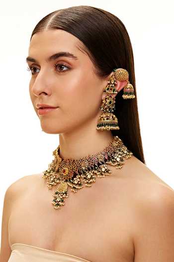 Buy Raabta By Rahul Multi Color Chandrani Kundan Jadai Motifs Necklace Set Online at Aza Fashions Buy_Raabta By Rahul_Multi Color Chandrani Kundan Jadai Motifs Necklace Set _Online_at_Aza_Fashions