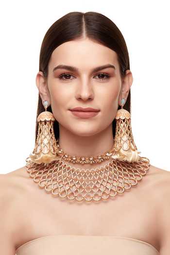 Raabta By Rahul Dorothy Meenakari Jaal Necklace Set 