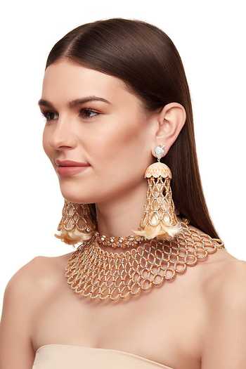Shop Raabta By Rahul Blue Dorothy Meenakari Jaal Necklace Set Online at Aza Fashions Shop_Raabta By Rahul_Blue Dorothy Meenakari Jaal Necklace Set _Online_at_Aza_Fashions