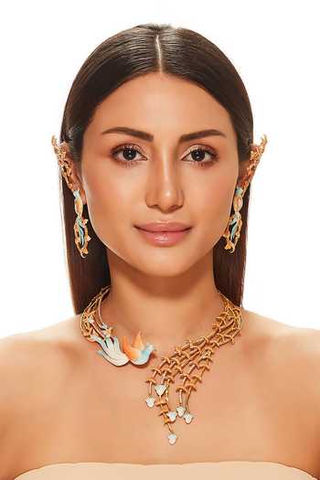 Raabta By Rahul Bird Of Paradise Meenakari Necklace Set 