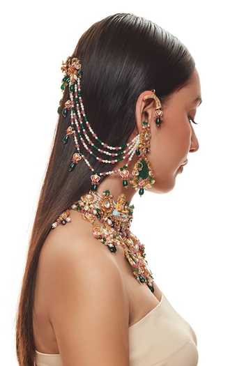 Raabta By Rahul Pink Srinika Embellished Necklace Set Online at Aza Fashions Raabta By Rahul_Pink Srinika Embellished Necklace Set _Online_at_Aza_Fashions