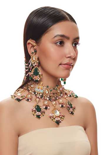 Buy Raabta By Rahul Pink Srinika Embellished Necklace Set Online at Aza Fashions Buy_Raabta By Rahul_Pink Srinika Embellished Necklace Set _Online_at_Aza_Fashions