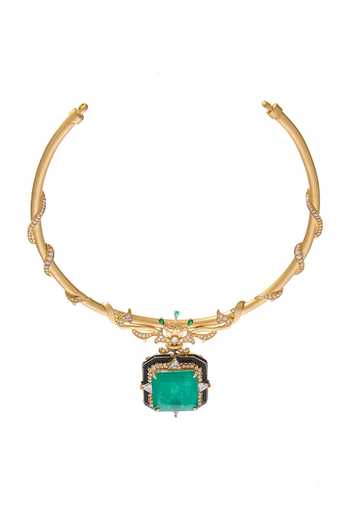 Buy Raabta By Rahul Green Regal Emerald Collier Necklace Online at Aza Fashions Buy_Raabta By Rahul_Green Regal Emerald Collier Necklace _Online_at_Aza_Fashions