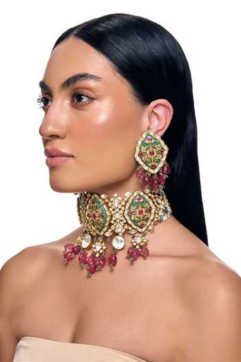Raabta By Rahul Pink Ruhaniya Embellished Choker Set Online at Aza Fashions Raabta By Rahul_Pink Ruhaniya Embellished Choker Set _Online_at_Aza_Fashions