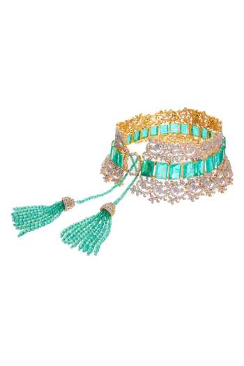 Raabta By Rahul Green Heavens Disguise Choker Set Online at Aza Fashions Raabta By Rahul_Green Heavens Disguise Choker Set _Online_at_Aza_Fashions