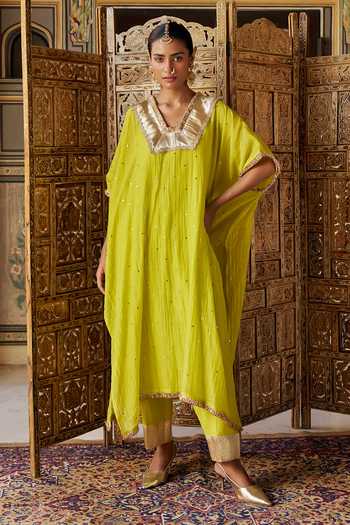 Preevin Mukaish Work Kaftan & Pant Set