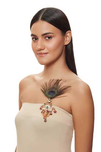 Buy Raabta By Rahul Pink Vinayak Mor Pankh Brooch Online at Aza Fashions Buy_Raabta By Rahul_Pink Vinayak Mor Pankh Brooch _Online_at_Aza_Fashions